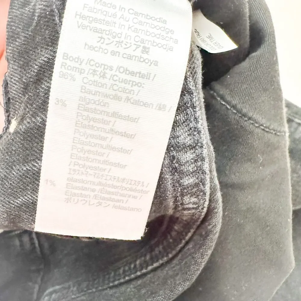 Madewell Tomboy Straight Charcoal Black Raw Hem Zip Fly Denim Jeans Size 28